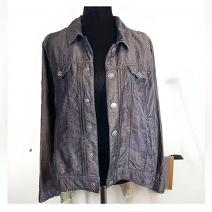 Tahari Jacket Black Sheen XL Lightweight Snap Buttons Pintuck Front Party Casual